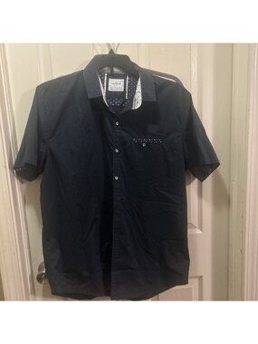 Craft + Flow Mens XL Blue Short Sleeve Button Up Shirt Stretch Casual Pocket